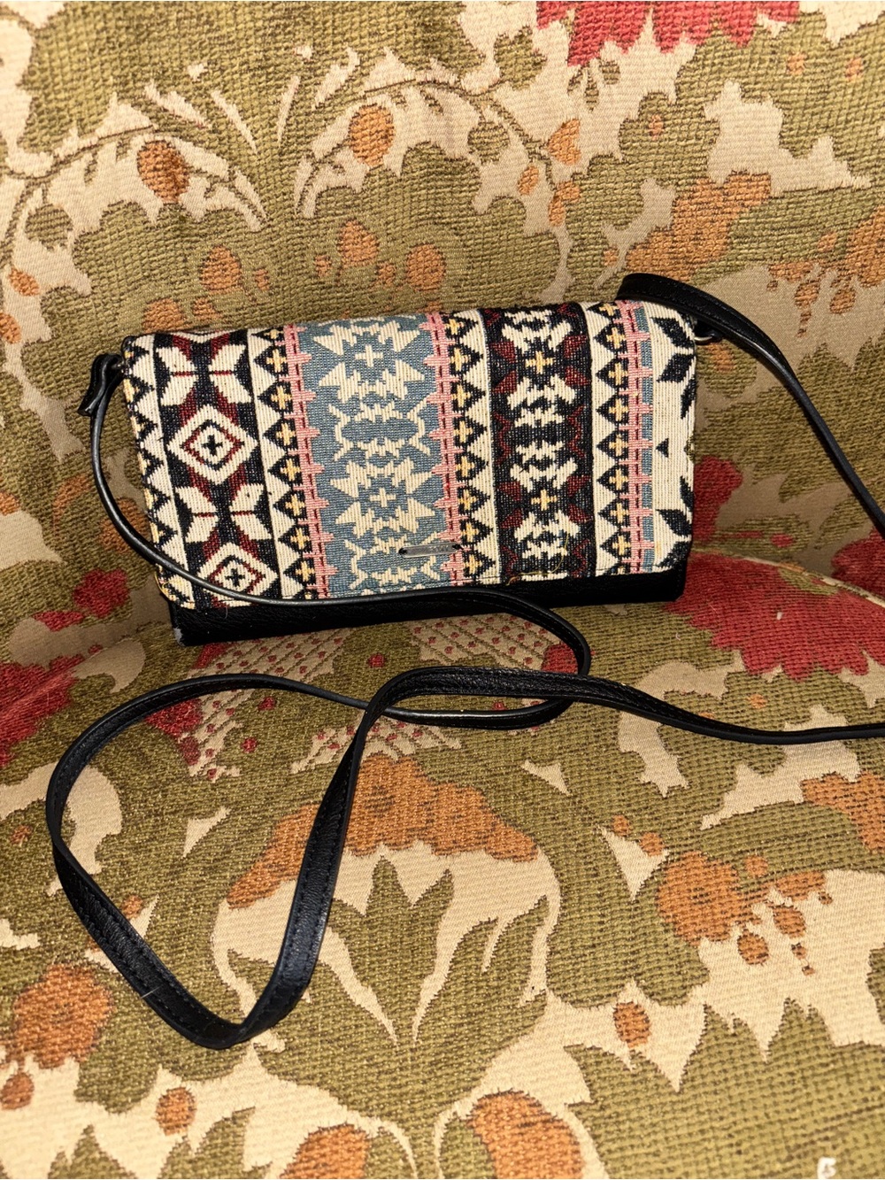 Roxy Multicolor Boho Crossbody with Black Strap